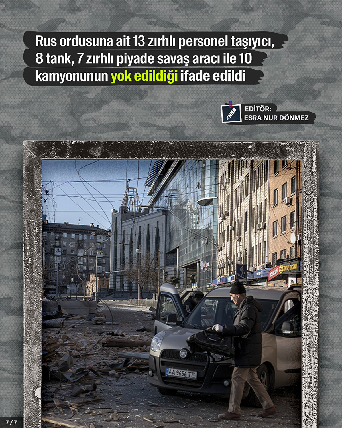 Rus ordusuna ait 13 zırhlı personel taşıyıcı, 8 tank, 7 zırhlı piyade savaş aracı ile 10 kamyonunun yok edildiği ifade edildi.<br>