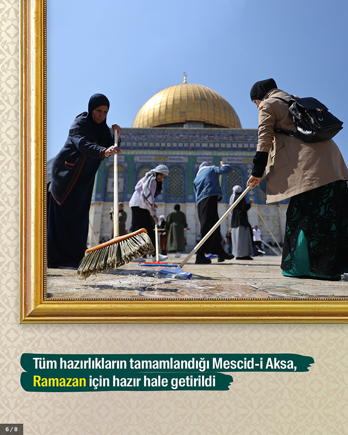 Tüm hazırlıkların tamamlandığı Mescid-i Aksa, Ramazan için hazır hale getirildi.