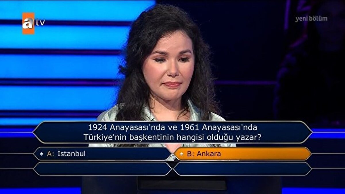 Yarışmacının cevabının ardından Kenan İmirzalıoğlu, "Seyircinin de yalnızca yüzde 40'ı Ankara cevabını verdi. Buna çok şaşırdım" diye konuştu.<br>