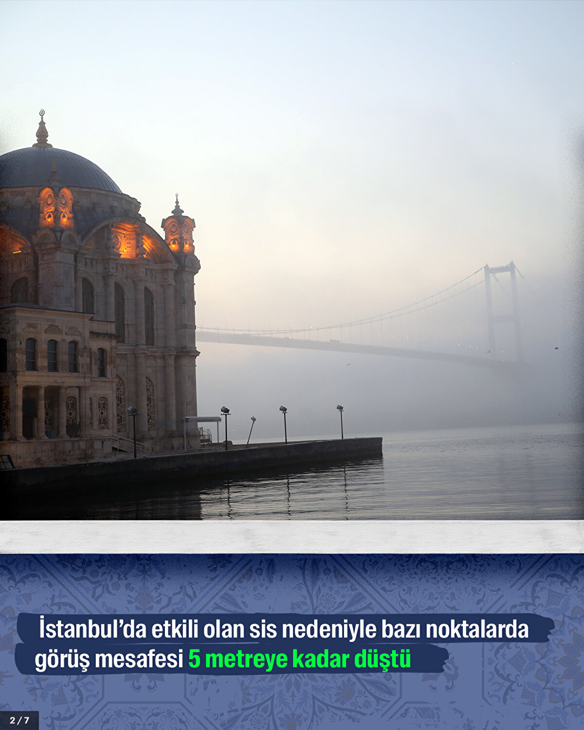 İstanbul'da etkili olan sis nedeniyle bazı noktalarda görüş mesafesi 5 metreye kadar düştü.