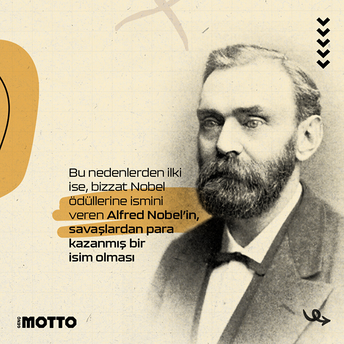 Bu nedenlerden ilki ise, bizzat Nobel ödüllerine ismini veren Alfred Nobel’in, savaşlardan para kazanmış bir isim olması