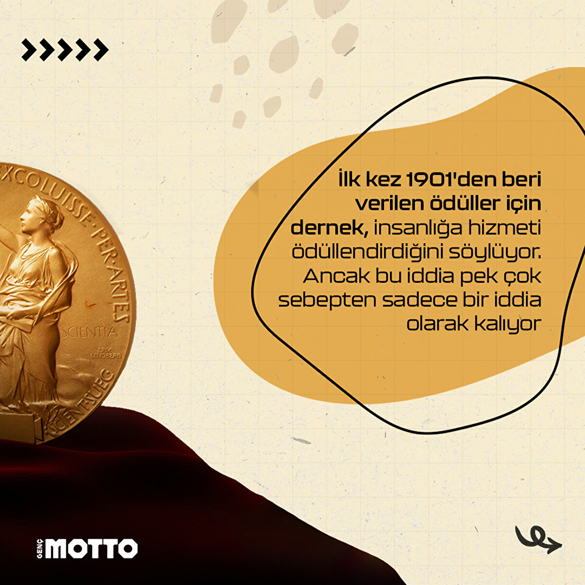 İlk kez 1901'den beri verilen ödüller için dernek, insanlığa hizmeti
ödüllendirdiğini söylüyor. Ancak bu iddia pek çok sebepten sadece bir iddia olarak kalıyor