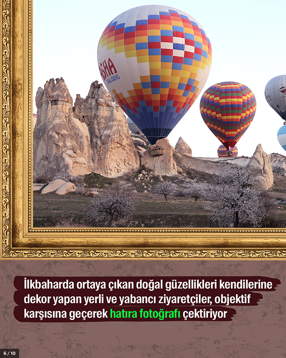 İlkbaharda ortaya çıkan doğal güzellikleri kendilerine dekor yapan yerli ve yabancı ziyaretçiler, objektif karşısına geçerek hatıra fotoğrafı çektiriyor