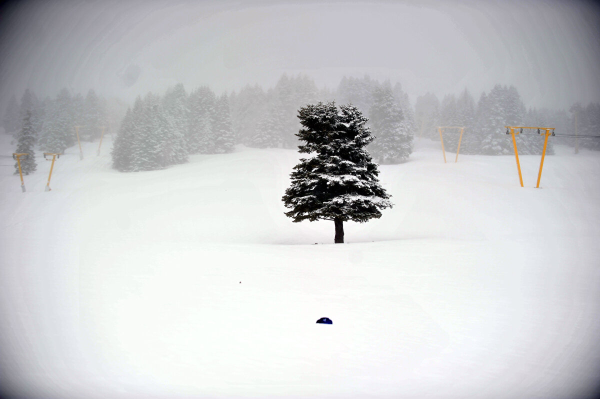 Kış turizminin gözde kayak merkezlerinden Uludağ'da sabaha karşı başlayan kar yağışı, günün ilk ışıklarıyla birlikte etkisini artırdı.