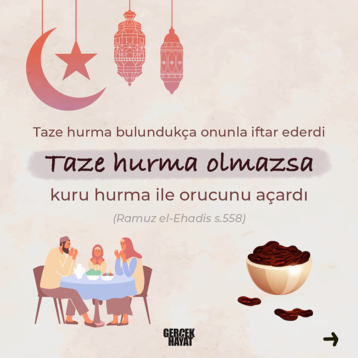 Taze hurma bulundukça onunla iftar ederdi