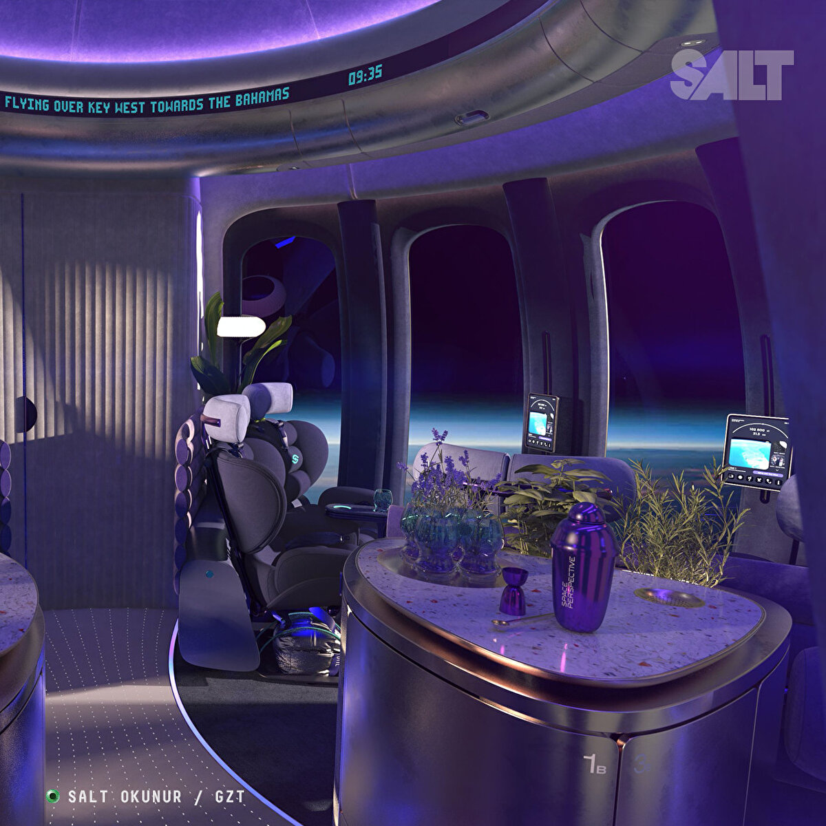 Space Lounge, 8 kişiye kadar yolcu alabilecek ve  360 derecelik panoramik pencereleriyle eşsiz manzaralar sunacak.