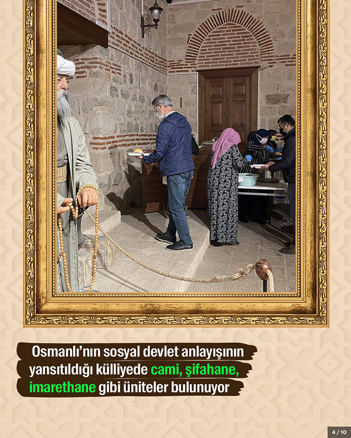 Osmanlı’nın sosyal devlet anlayışının yansıtıldığı külliyede cami, şifahane, imarethane gibi üniteler bulunuyor.