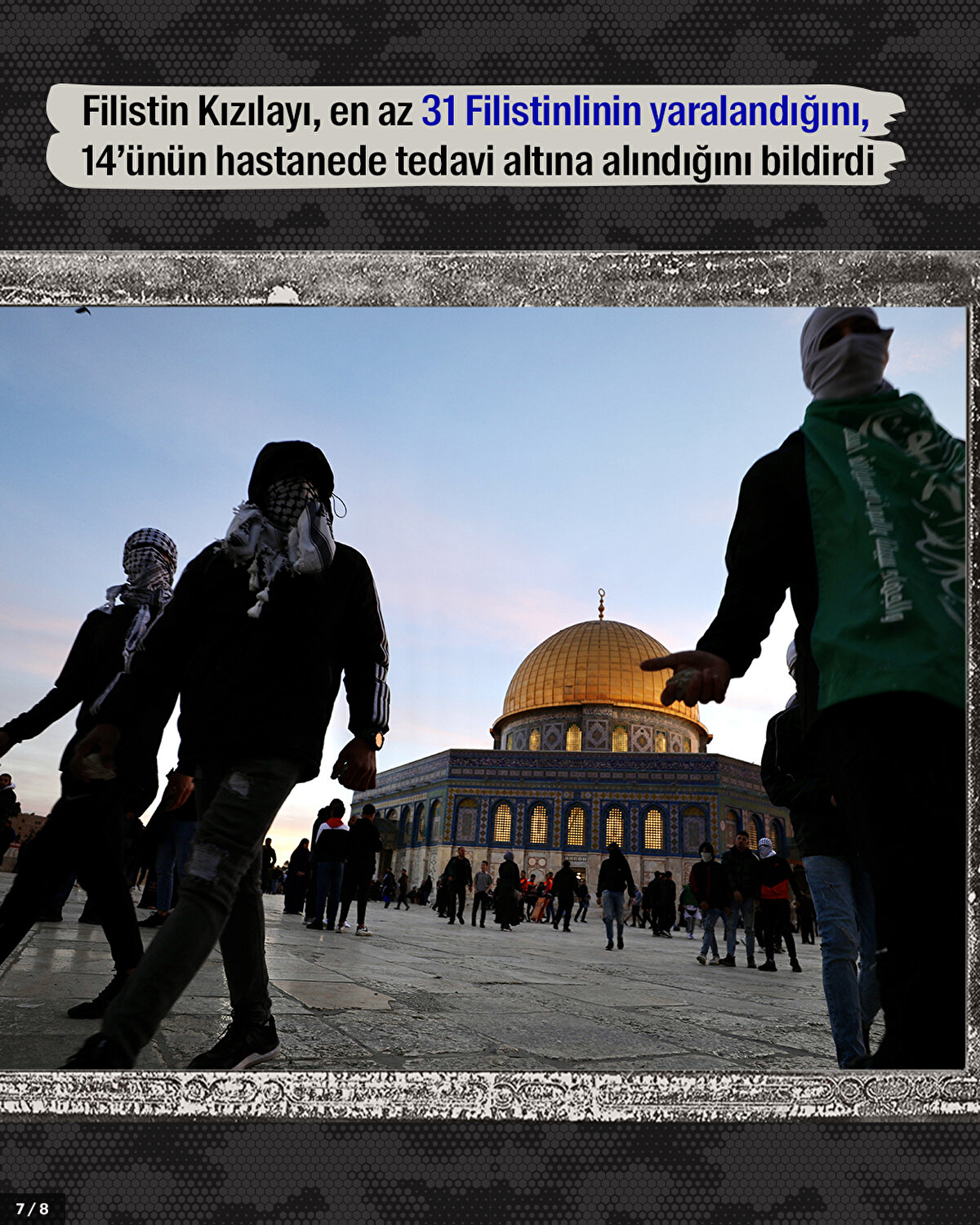 Filistin Kızılayı, en az 31 Filistinlinin yaralandığını, 14’ünün hastanede tedavi altına alındığını bildirdi.