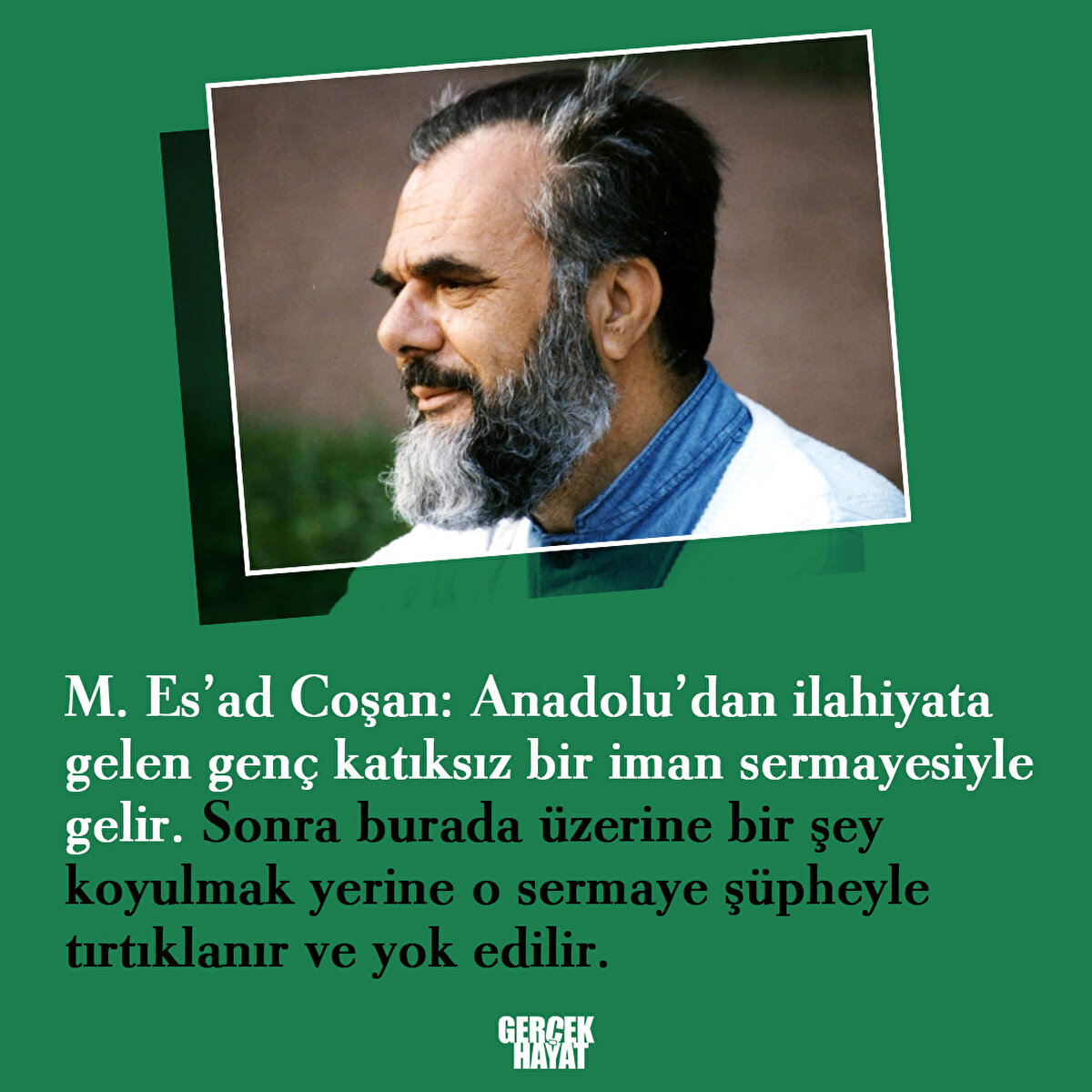 Anadolu’dan ilahiyata gelen gen&#231; katıksız bir iman sermayesiyle gelir