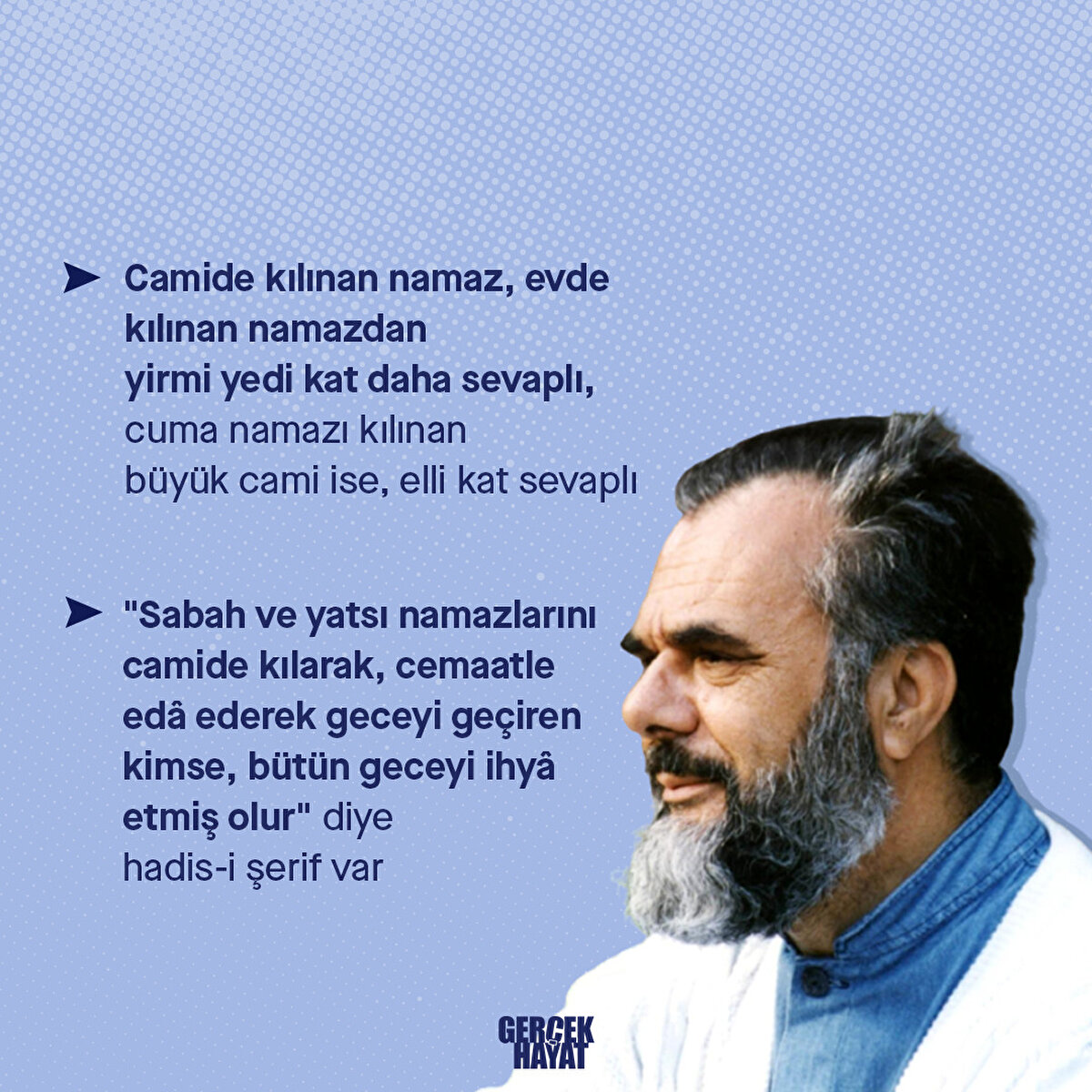 Camide kılınan namaz, evde kılınan namazdan yirmi yedi kat daha sevaplı