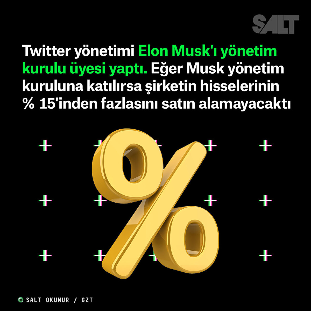 Twitter yönetimi Elon Musk'ı yönetim kurulu üyesi yaptı. Eğer Musk yönetim kuruluna katılırsa şirketin hisselerinin % 15'inden fazlasını satın alamayacaktı