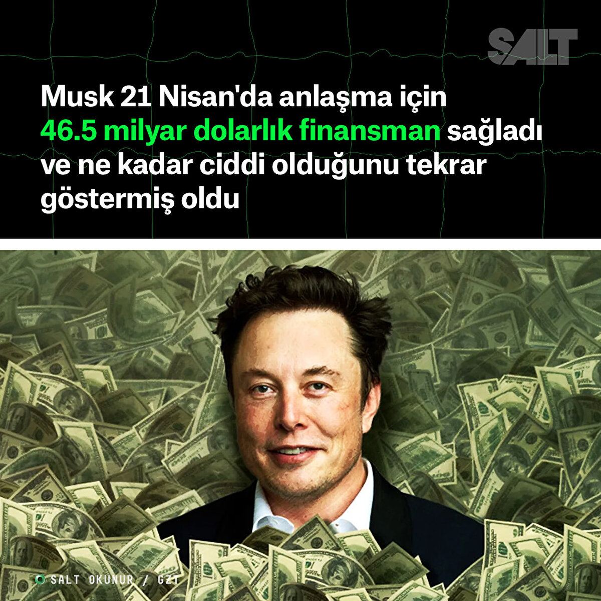 Musk 21 Nisan'da anlaşma için 46.5 milyar dolarlık finansman sağladı ve ne kadar ciddi olduğunu tekrar göstermiş oldu
