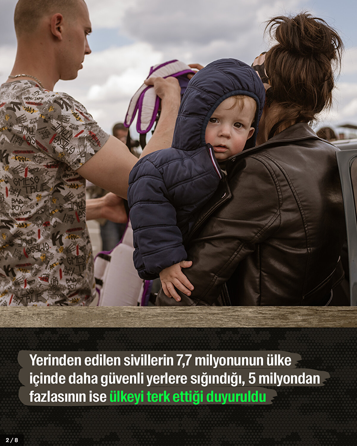 Yerinden edilen sivillerin 7,7 milyonunun ülke içinde daha güvenli yerlere sığındığı, 5 milyondan fazlasının ise ülkeyi terk ettiği duyuruldu.