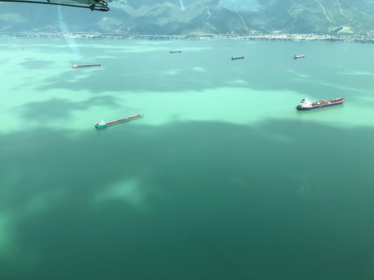 Denizdeki renk değişimi uzaydan da görüldü. Avrupa Uzay Ajansı'na ait 'Sentinel-3' uydusunun çektiği fotoğrafta körfezin, Osmangazi Köprüsü'ne kadar turkuaz renk ile kaplandığı görüldü.