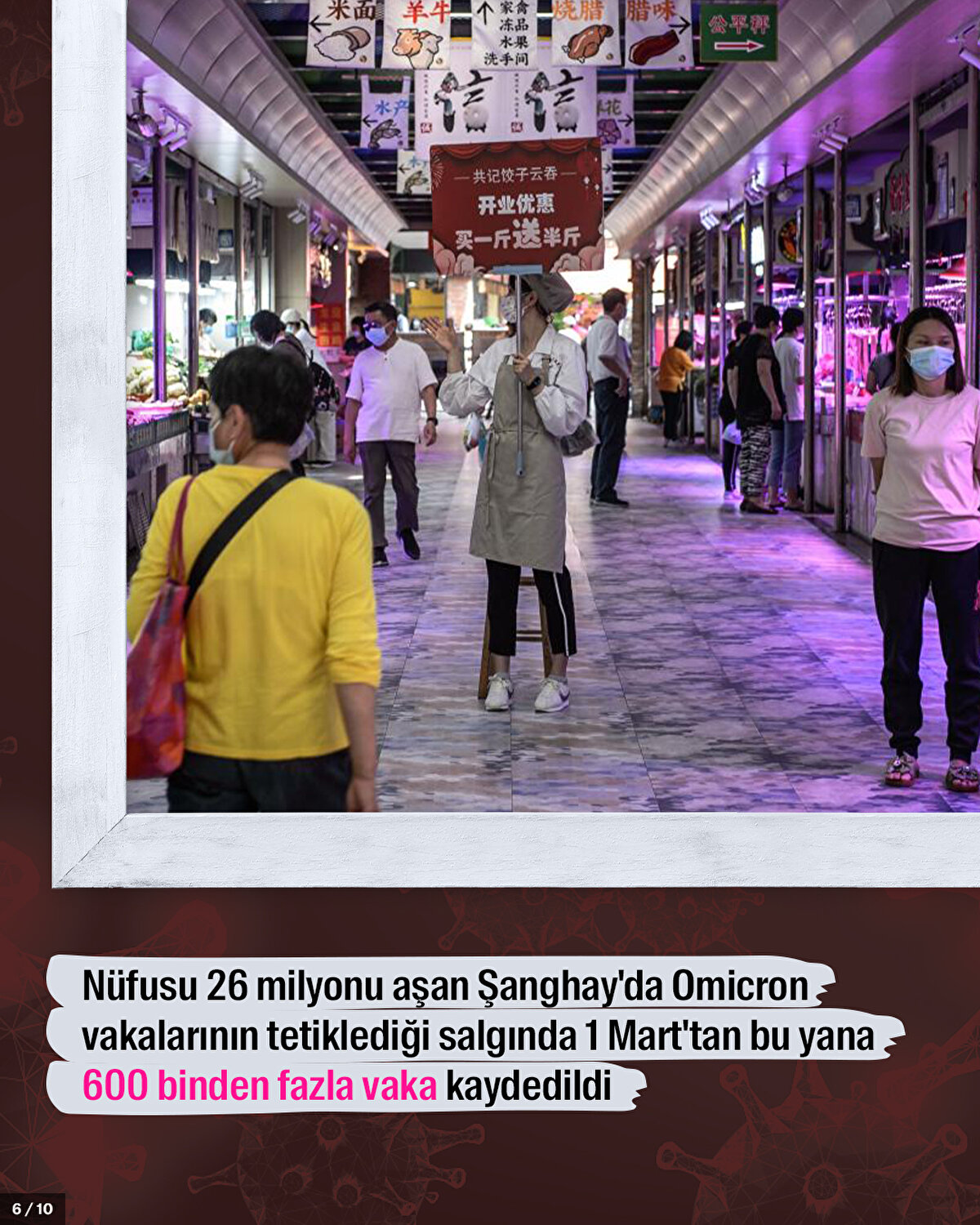 Nüfusu 26 milyonu aşan Şanghay'da Omicron vakalarının tetiklediği salgında 1 Mart'tan bu yana 600 binden fazla vaka kaydedildi