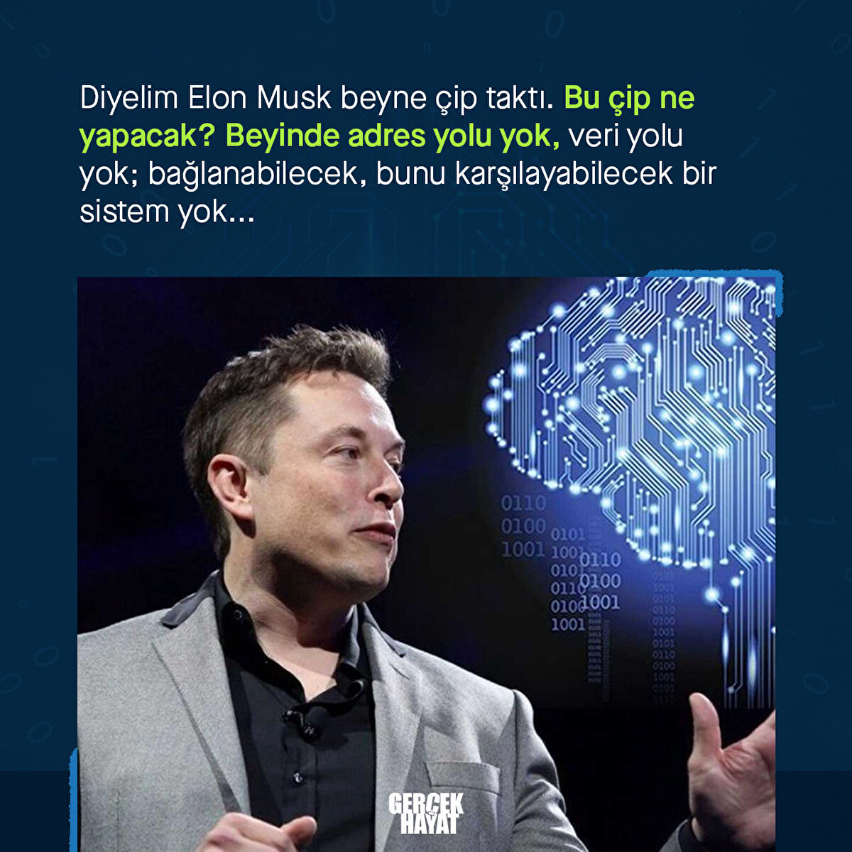 Beyinde adres yolu yok, veri yolu yok