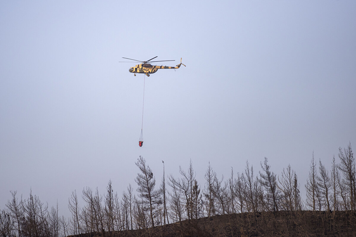 Yangın, Hisarönü Mahallesi Bördübet Mahallesi 17 adalar mevkiinde önceki gün saat 20.00 sıralarında çıktı.<br><br>Alevler rüzgarın da etkisiyle kısa sürede yayıldı.