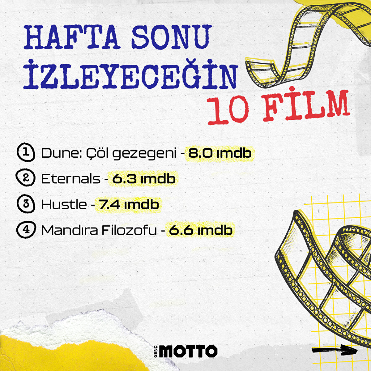 Hafta sonu izleyeceğin 10 film 🎞️
