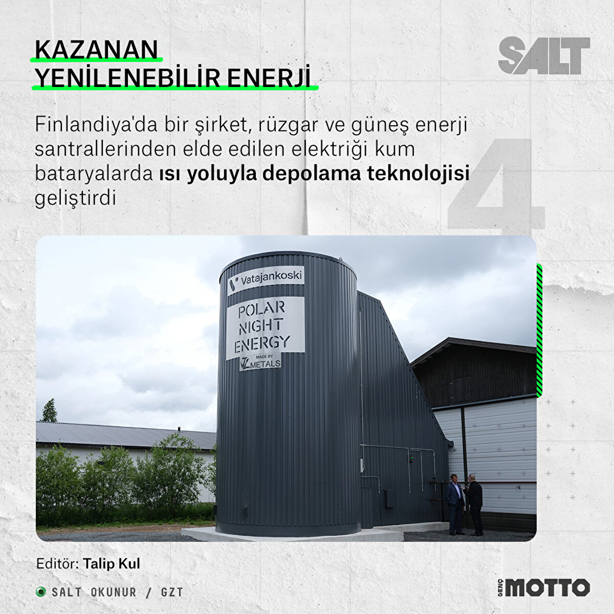 Finlandiya'da bir şirket, rüzgar ve güneş enerji santrallerinden elde edilen elektriği kum bataryalarda ısı yoluyla depolama teknolojisi geliştirdi