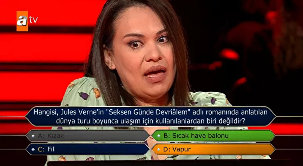 Ancak yanıtın B Şıkkı Sıcak Hava Balonu olduğunu gören Canan Hanım ve Kenan İmirzalıoğlu resmen şoke oldu.<br><br>
