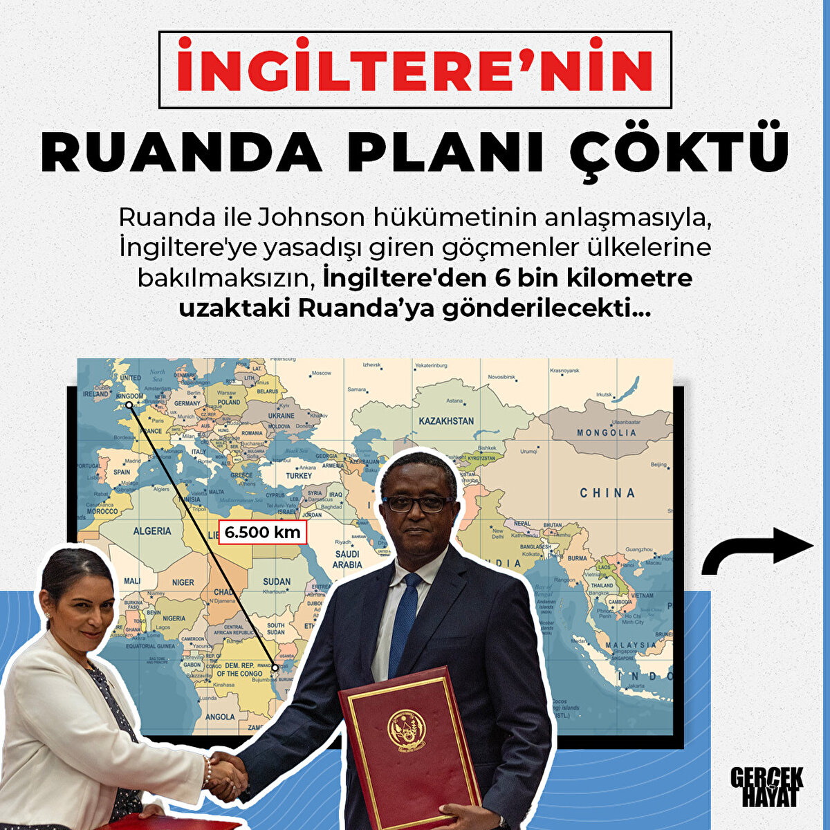 İngiltere'den 6 bin kilometre uzaktaki Ruanda’ya gönderilecekti