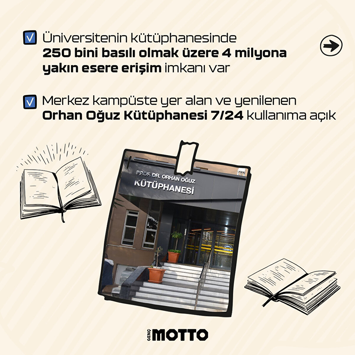Merkez kamp&#252;ste yer alan ve yenilenen Orhan Oğuz K&#252;t&#252;phanesi 7/24 kullanıma a&#231;ık 