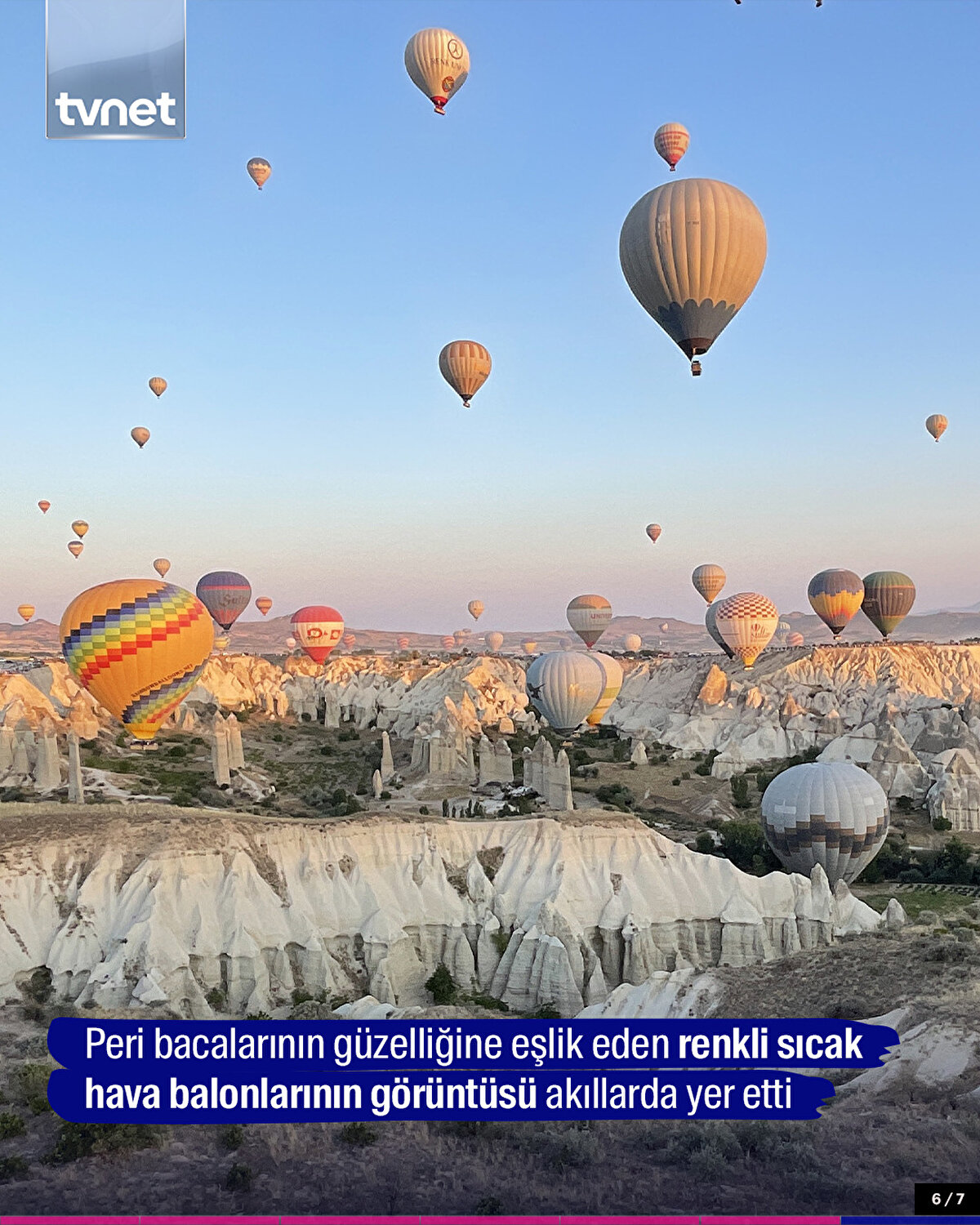 Peri bacalarının güzelliğine eşlik eden renkli sıcak hava balonlarının görüntüsü akıllarda yer etti