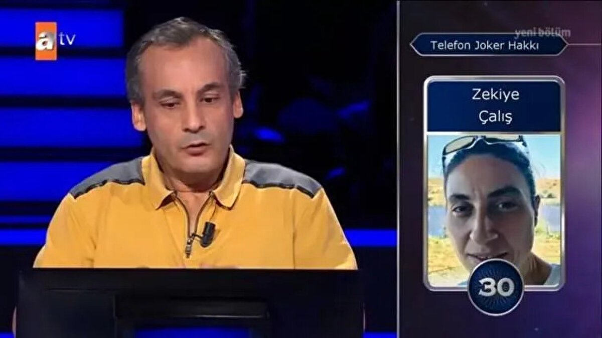 Telefon joker hakkını kullanan Çalış, soruyu eşi Zekiye Çalış'a sormak istedi.<br><br>