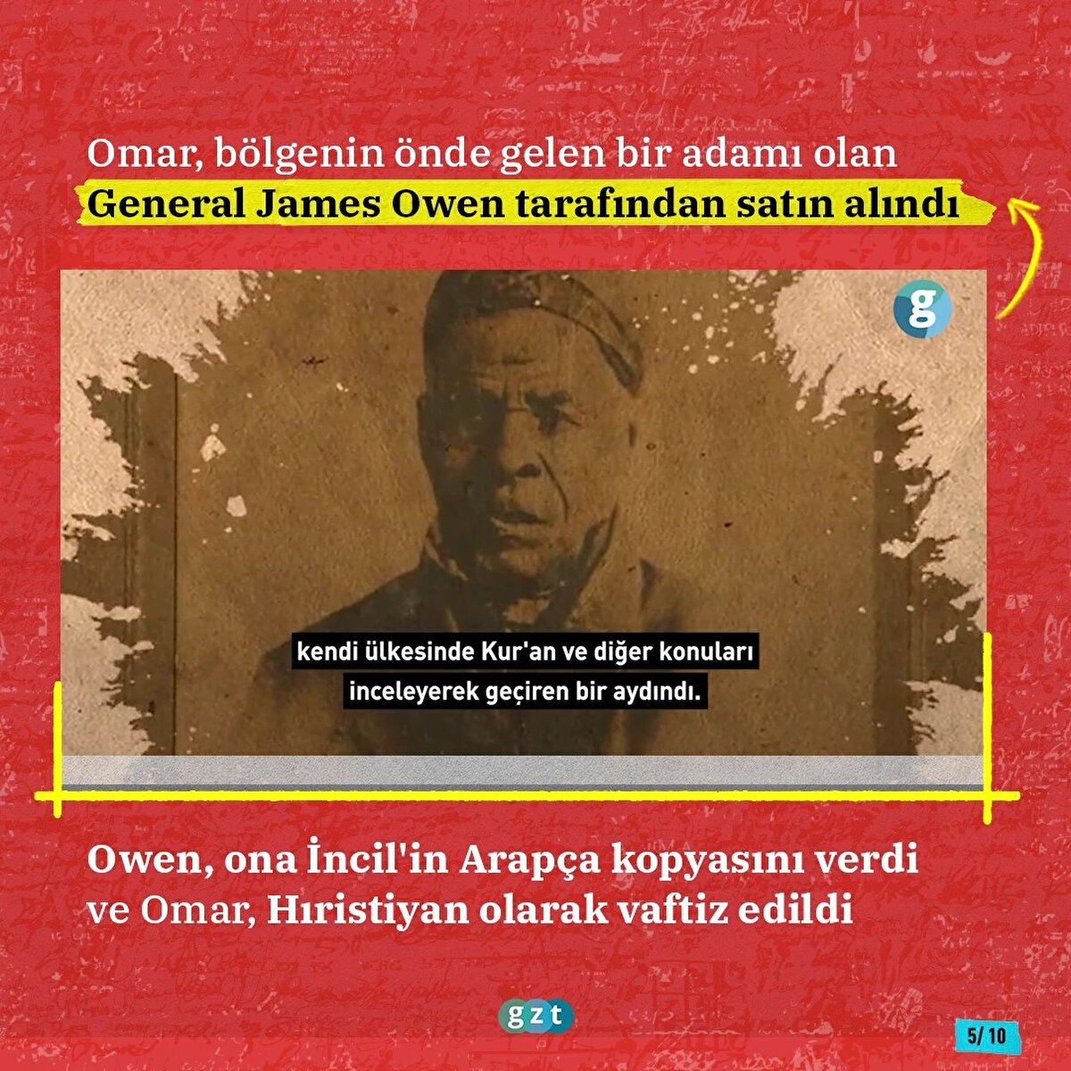 Said, hapishanede olduğu sırada General James Owen tarafından satın alındı. Said'in İslami inancını ve Arapça okuryazarlığını bilen Owen, ona İncil'in Arapça bir kopyasını verdi. Said, yerel Presbiteryen Kilisesi'ne katıldı ve 1821'de Hıristiyan olarak vaftiz edildi. Said'in çevresindeki birçok kişi, onun dönüşümünü ve Hıristiyan inancını sorguladı. Ancak Said, İncil'inin içinde Arapça olarak "Hamd Allah'a olsun" ve "Bütün hayır Allah'tandır" yazarak İslam'ı uygulama konusunda ne kadar başarılı olduğunu kanıtlamış oldu. Örneğin, Kuran'ın açılış bölümü olan Fatiha'yı Arapça olarak kaleme aldı ve 'beyaz gözlemcilerin' bunun Rab'bin duası olduğuna inanmalarını sağladı. Başka bir metinde, bir Mezmur'un bir bölümünü yazdı, ancak ardından geleneksel bir Müslüman duasını ekledi.​