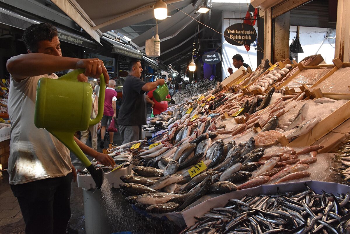 İzmir'in tarihi çarşısı Kemeraltı'ndaki balık tezgahlarında bolluk başladı. Fiyatların da düşmeye başlamasıyla balık satışları arttı.