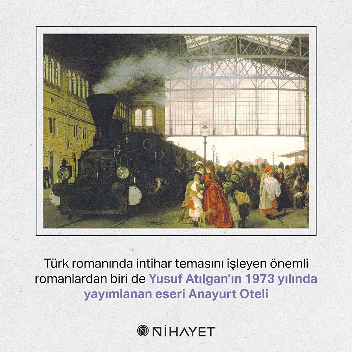 Türk romanında intihar temasını işleyen önemli romanlardan biri de Yusuf Atılgan’ın 1973 yılında yayımlanan eseri Anayurt Oteli