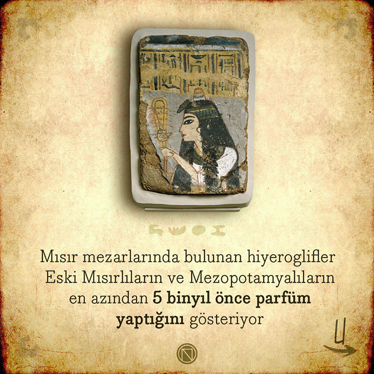 Mısır mezarlarında bulunan hiyeroglifler Eski Mısırlıların ve Mezopotamyalıların en azından 5 binyıl önce parfüm yaptığını gösteriyor