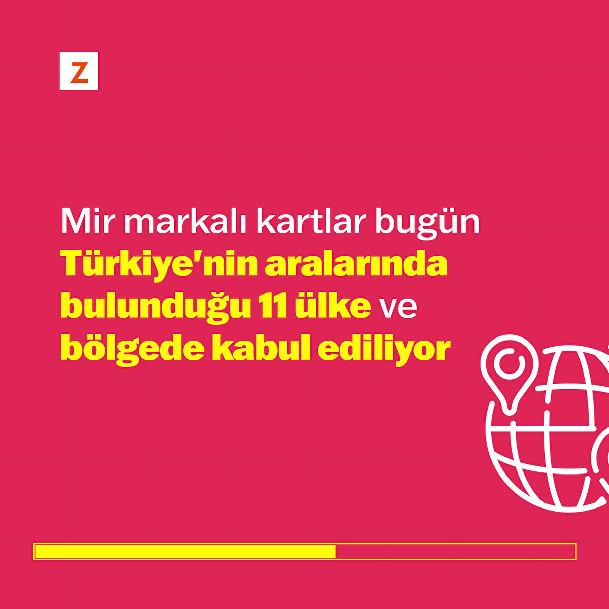 M﻿ir markalı kartlar bug&#252;n T&#252;rkiye'nin aralarında bulunduğu 11 &#252;lke ve b&#246;lgede kabul ediliyor