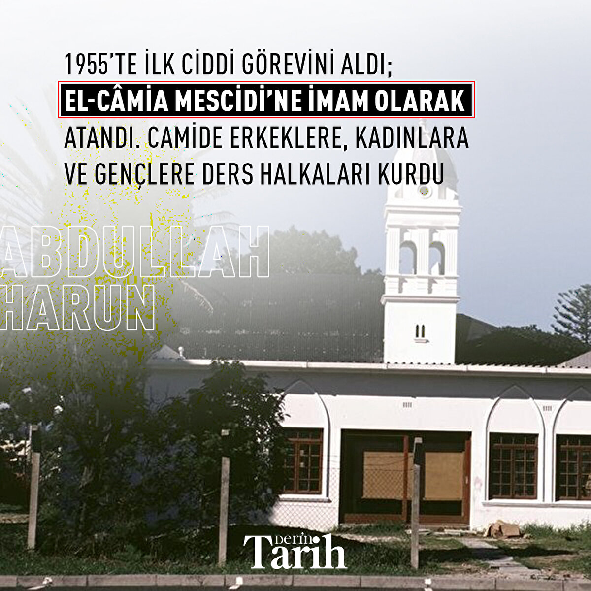 1955’te ilk ciddi görevini aldı; el-Câmia Mescidi’ne imam olarak atandı. Camide erkeklere, kadınlara ve gençlere ders halkaları kurdu