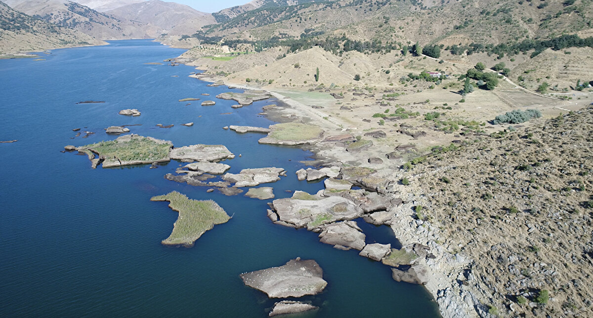 "Adaların karaya oturması, su seviyesinin düşmesi ve bütün dünyada olduğu gibi ilkim değişiklerinin sonucu. Suların özenle kullanılmaması, sulamada daha çok vahşi sulamanın devam etmesi de bu sonucu hızlandırıyor. Su seviyesi bu kadar düşmeseydi bu adacıklar da karaya oturmayacaktı. Barajın dağların arasında olması bir avantaj, dağlar yeryüzündeki hem direkler hem de su depolarıdır. Dolayısıyla buradan bu barajı besleyen su kanalları, pınarları devam ediyor. Aksi halde daha çok kuruyabilirdi."<br>