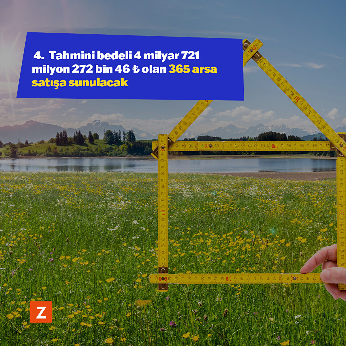 Tahmini bedeli 4 milyar 721 milyon 272 bin 46 ₺ olan 365 arsa satışa sunulacak