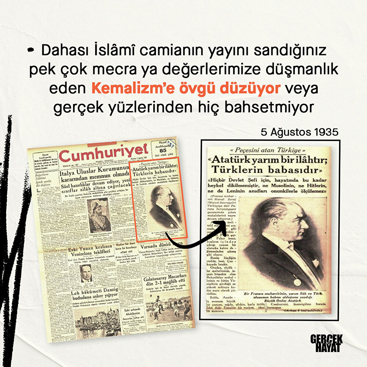 Kemalizm’e &#246;vg&#252; d&#252;z&#252;yor veya ger&#231;ek y&#252;zlerinden hi&#231; bahsetmiyor