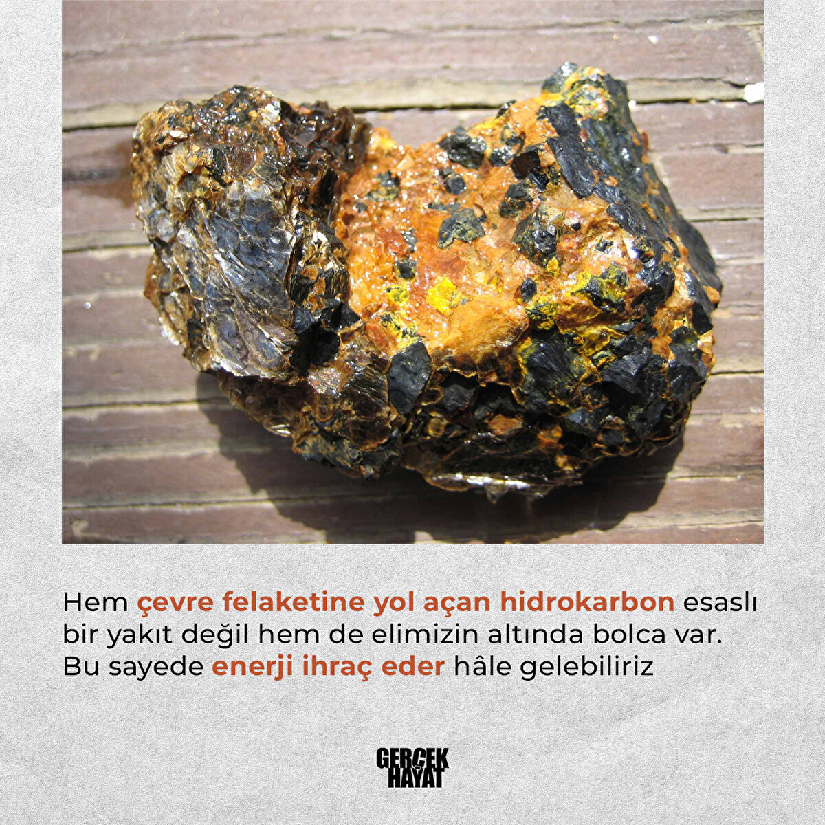 Hem &#231;evre felaketine yol a&#231;an hidrokarbon esaslı bir yakıt değil hem de elimizin altında bolca var