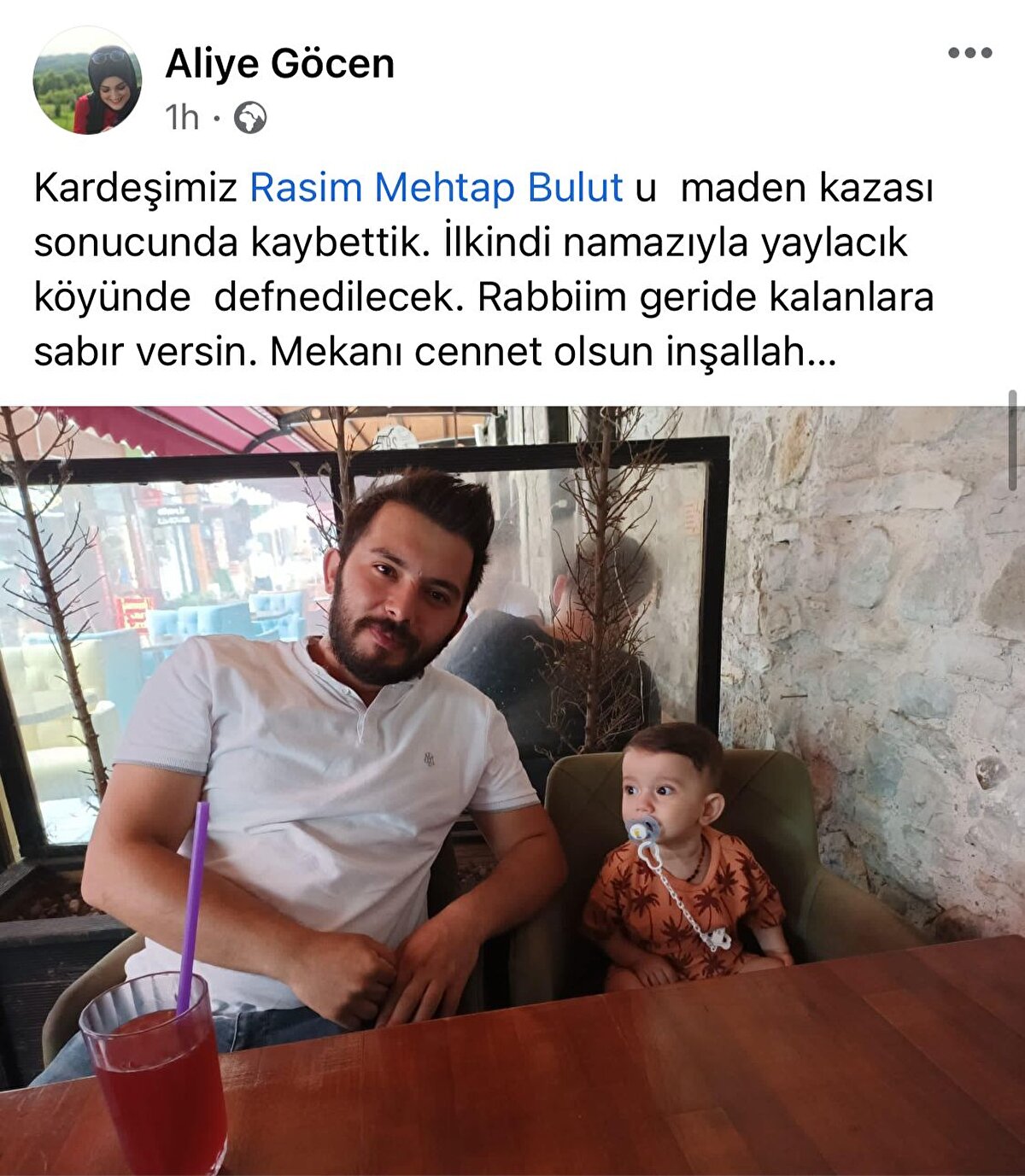 Rasim Bulut’un ablası da kardeşinin hayatını kaybetmesinin ardından “Kardeşimiz Rasim Bulut’u maden kazası sonucu kaybettik. Rabbim geride kalanlara sabır versin. İkindi namazıyla Yaylacık Köyü’nden defnedilecek. Mekanı cennet olsun” diye bir paylaşım yaptı.<br>