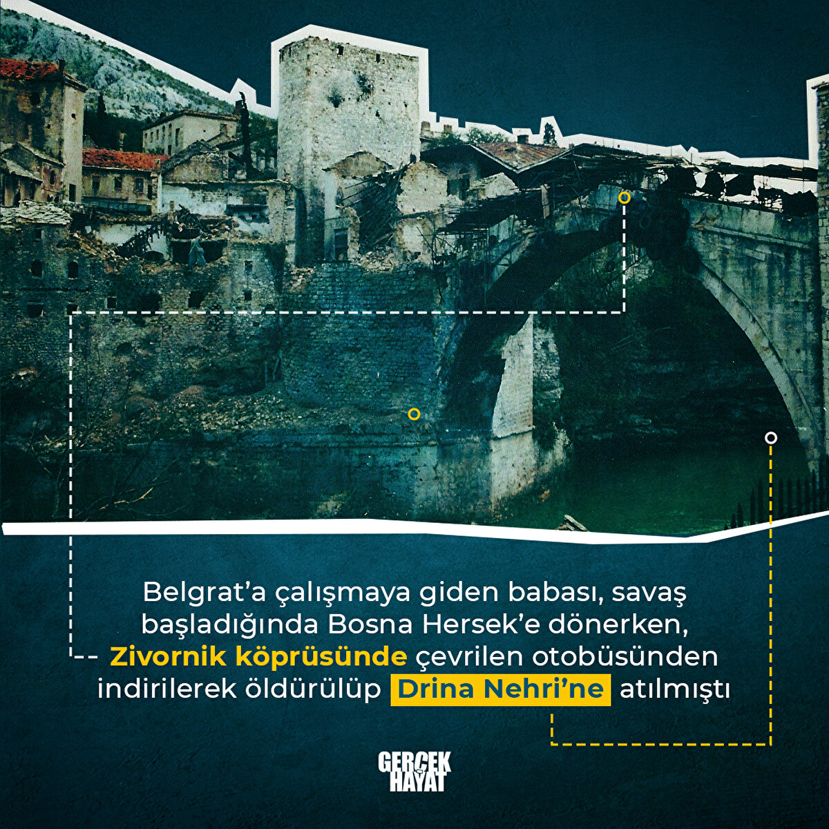 Zivornik k&#246;pr&#252;s&#252;nde &#231;evrilen otob&#252;s&#252;nden indirilerek &#246;ld&#252;r&#252;l&#252;p Drina Nehri’ne atılmıştı
