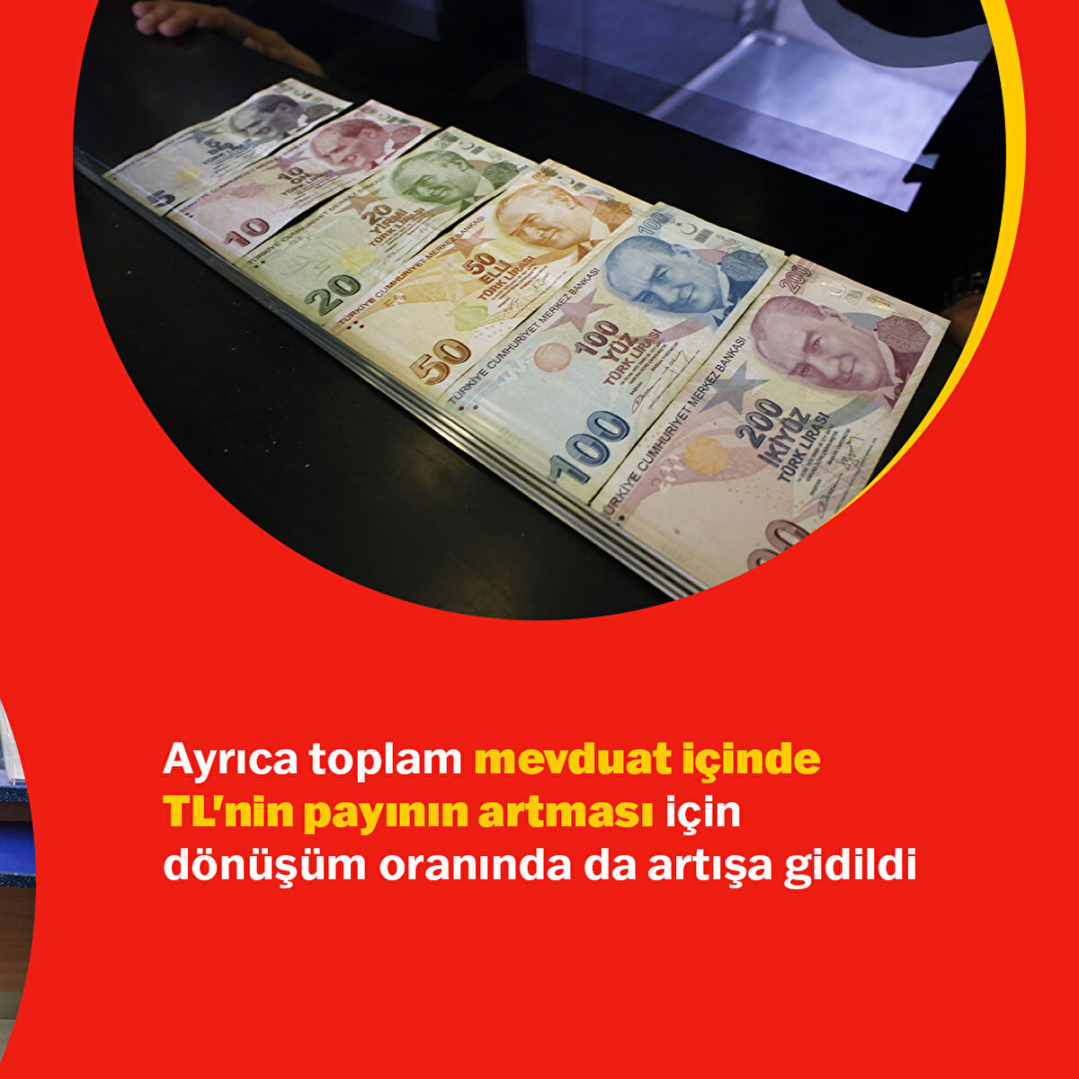 Ayrıca toplam mevduat içinde TL'nin payının artması için dönüşüm oranında da artışa gidildi