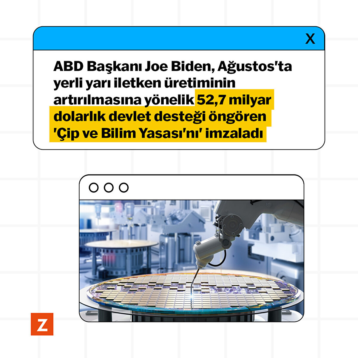 ABD Başkanı Joe Biden, Ağustos'ta yerli yarı iletken üretiminin artırılmasına yönelik 52,7 milyar dolarlık devlet desteği öngören 'Çip ve Bilim Yasası'nı' imzaladı