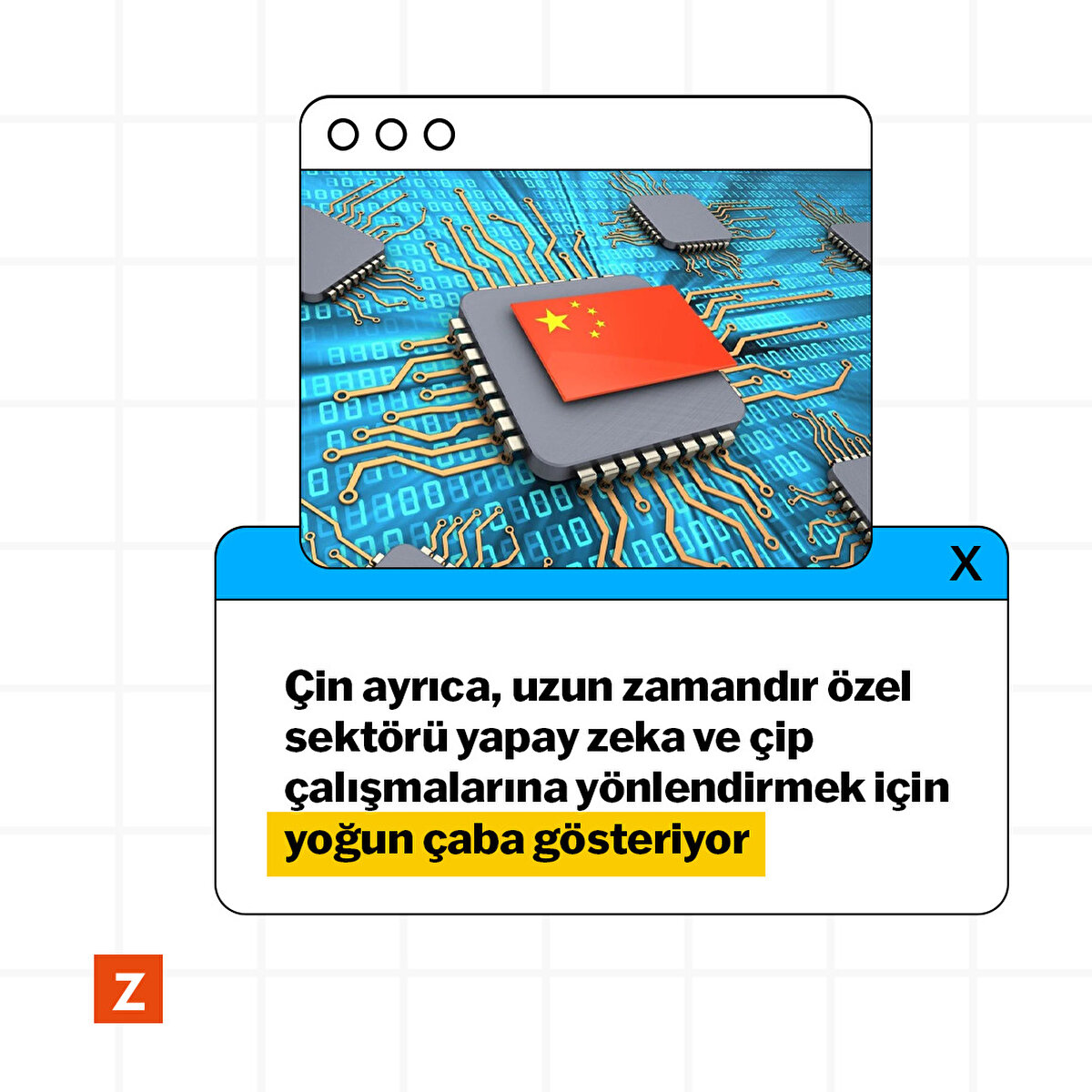Çin ayrıca, uzun zamandır özel sektörü yapay zeka ve çip çalışmalarına yönlendirmek için yoğun çaba gösteriyor