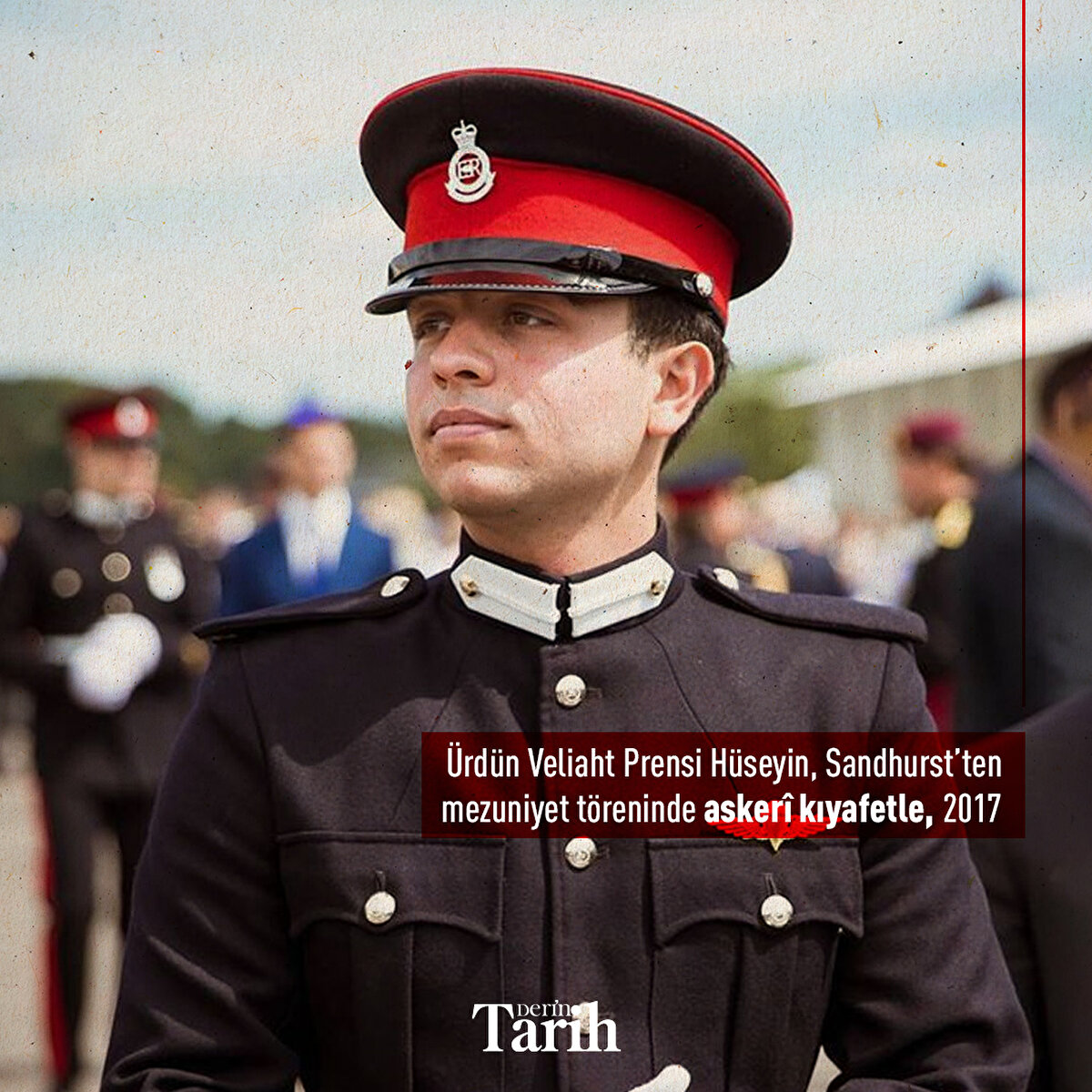  Ürdün Veliaht Prensi Hüseyin, Sandhurst’ten mezuniyet töreninde askerî kıyafetle, 2017