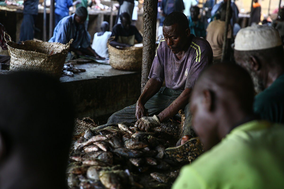 1970'lerden günümüze gelişerek ve büyüyerek gelen pazar, balık temizleme konusunda uzman işçilerle dolu.