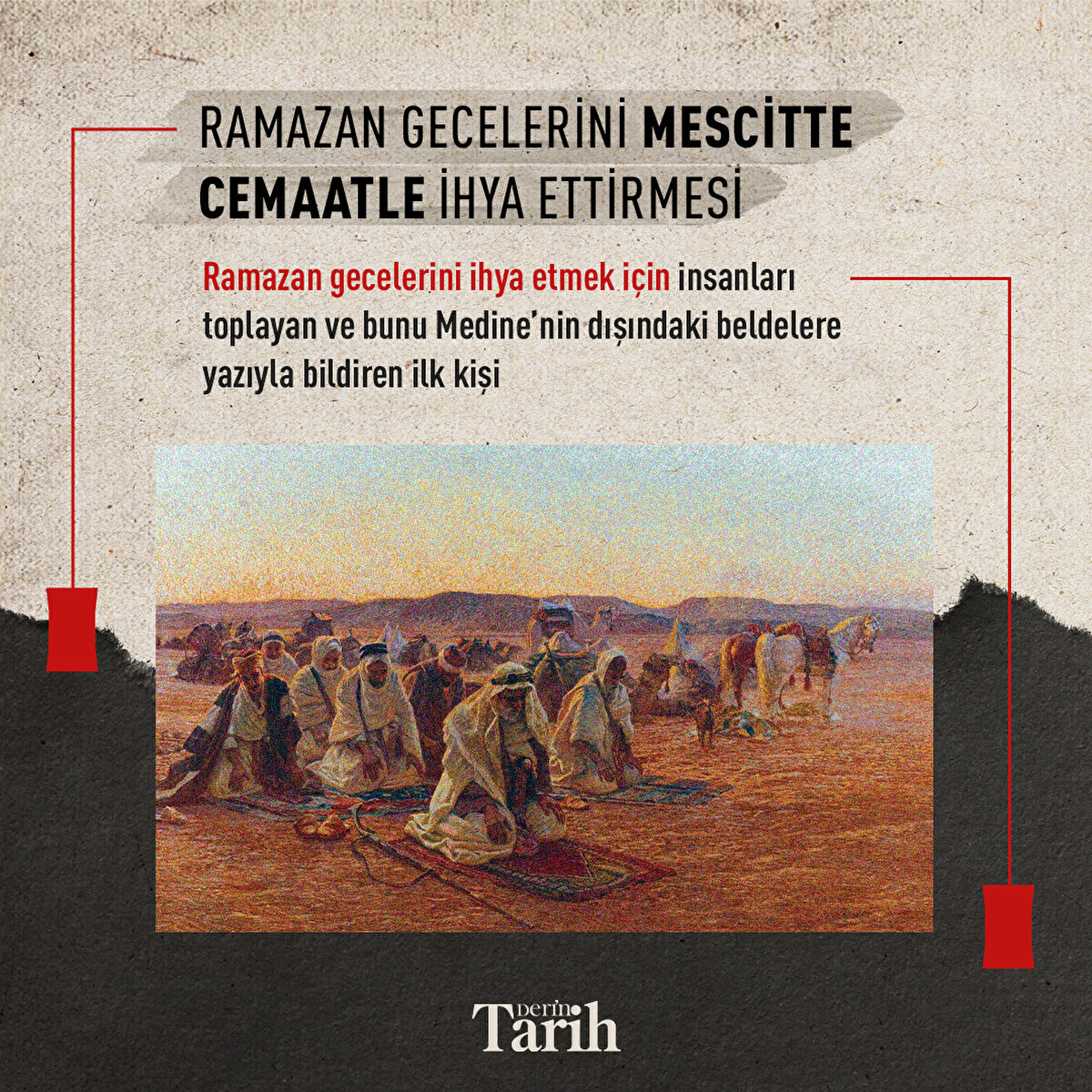 Ramazan gecelerini mescitte cemaatle ihya ettirmesi
Ramazan gecelerini ihya etmek için insanları toplayan ve bunu Medine’nin dışındaki beldelere yazıyla bildiren ilk kişi