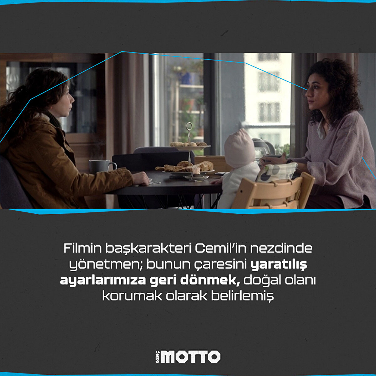 Filmin başkarakteri Cemil’in nezdinde yönetmen; bunun çaresini yaratılış ayarlarımıza geri dönmek, doğal olanı korumak olarak belirlemiş