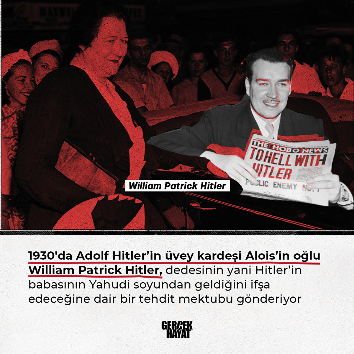 Hitler’in babasının Yahudi soyundan geldiğini ifşa edeceğine dair bir tehdit mektubu gönderiyor