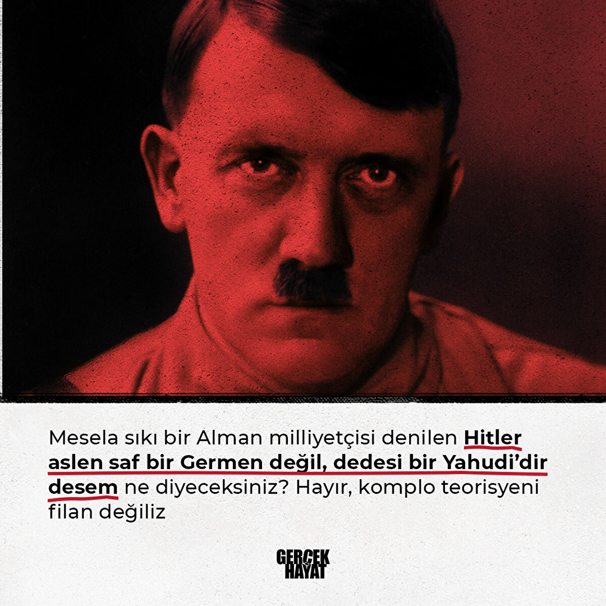 Hitler aslen saf bir Germen değil, dedesi bir Yahudi’dir desem ne diyeceksiniz?
