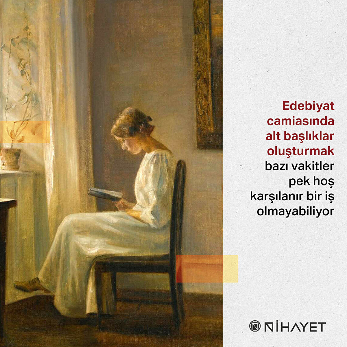 Edebiyat camiasında alt başlıklar oluşturmak bazı vakitler pek hoş karşılanır bir iş olmayabiliyor
